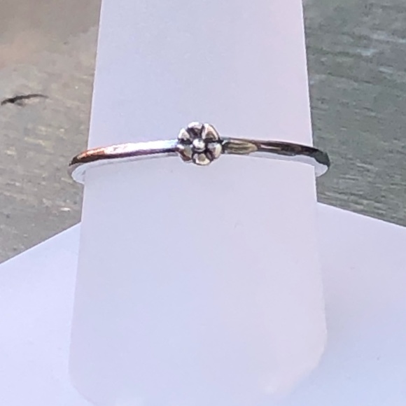 Silver, Flower, Stacking Ring - Picture 8 of 11